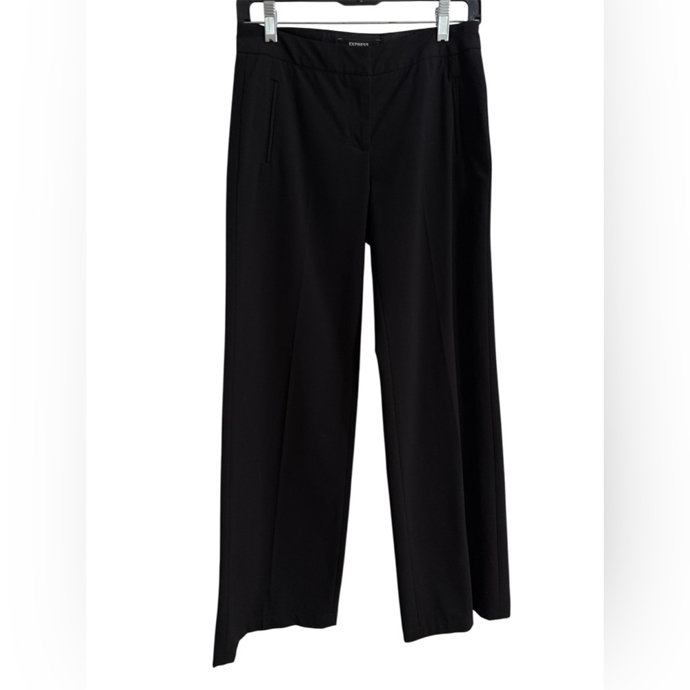 Express Classic Stretch Black Stretch Wide-Leg trousers Dress Pants Sz 1/2 Long